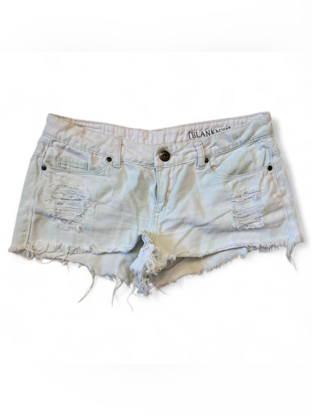 Blank NYC White Distressed Denim Shorts